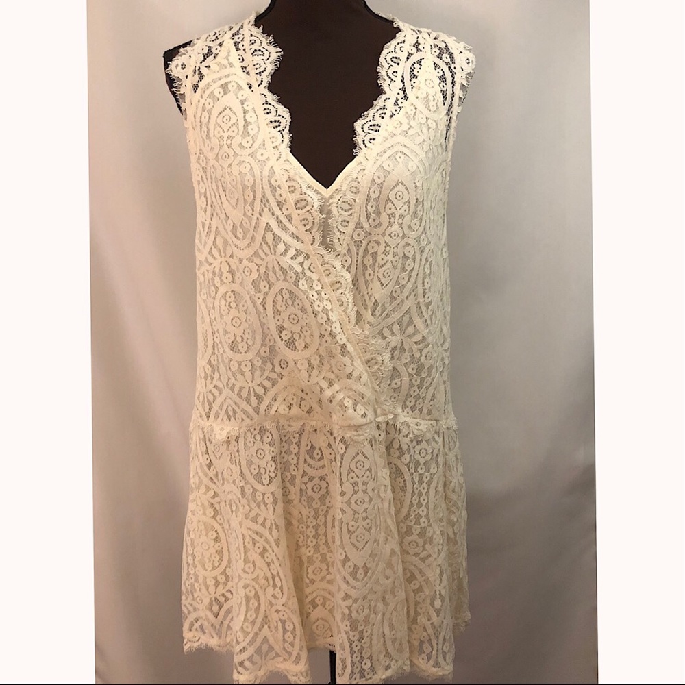 FREE PEOPLE Lace Mini Dress "Heart in Two", Ivory - Picture 4 of 8